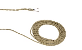 D0659  Cavo 1m Beige Braided Twisted 2 Core 0.75mm Cable